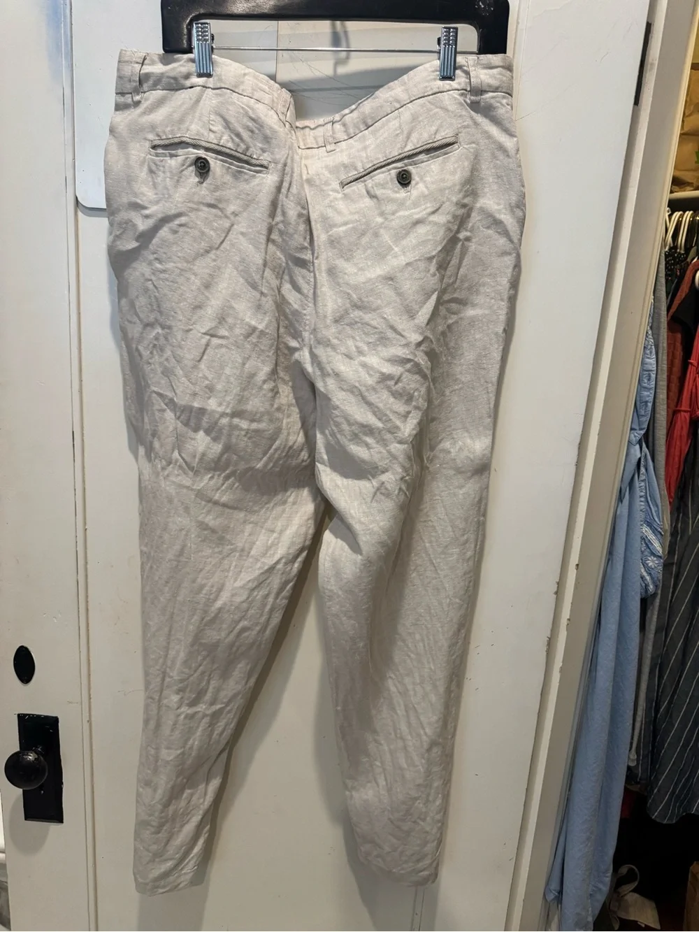 100% Linen Men's Light Beige Linen Trousers